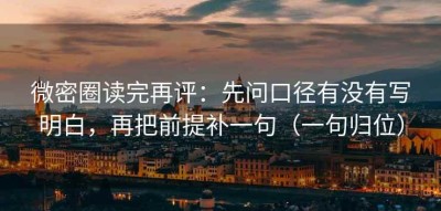 微密圈读完再评：先问口径有没有写明白，再把前提补一句（一句归位）